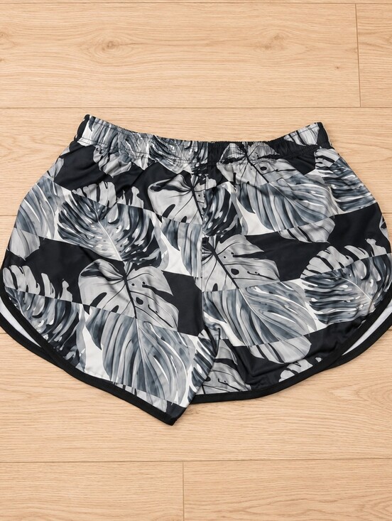 Nike Pants - Nike Dri-FIT Womens Medium Running Shorts Black White Tropical Leaf Print